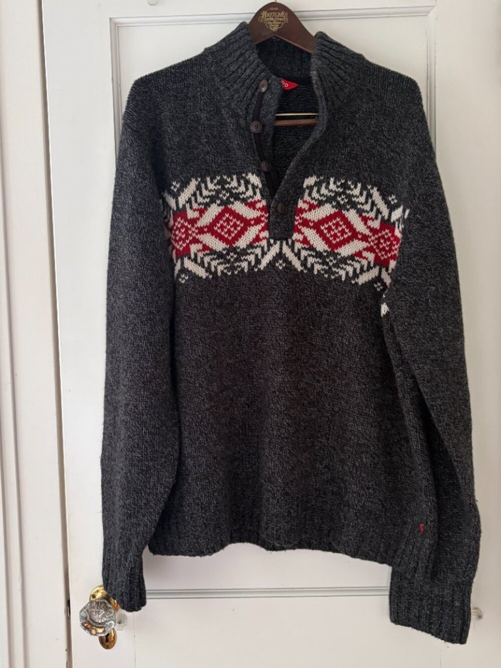 IZOD Men's Nordic Fair Isle Mock Neck Sweater Size XL - Picture 2 of 9